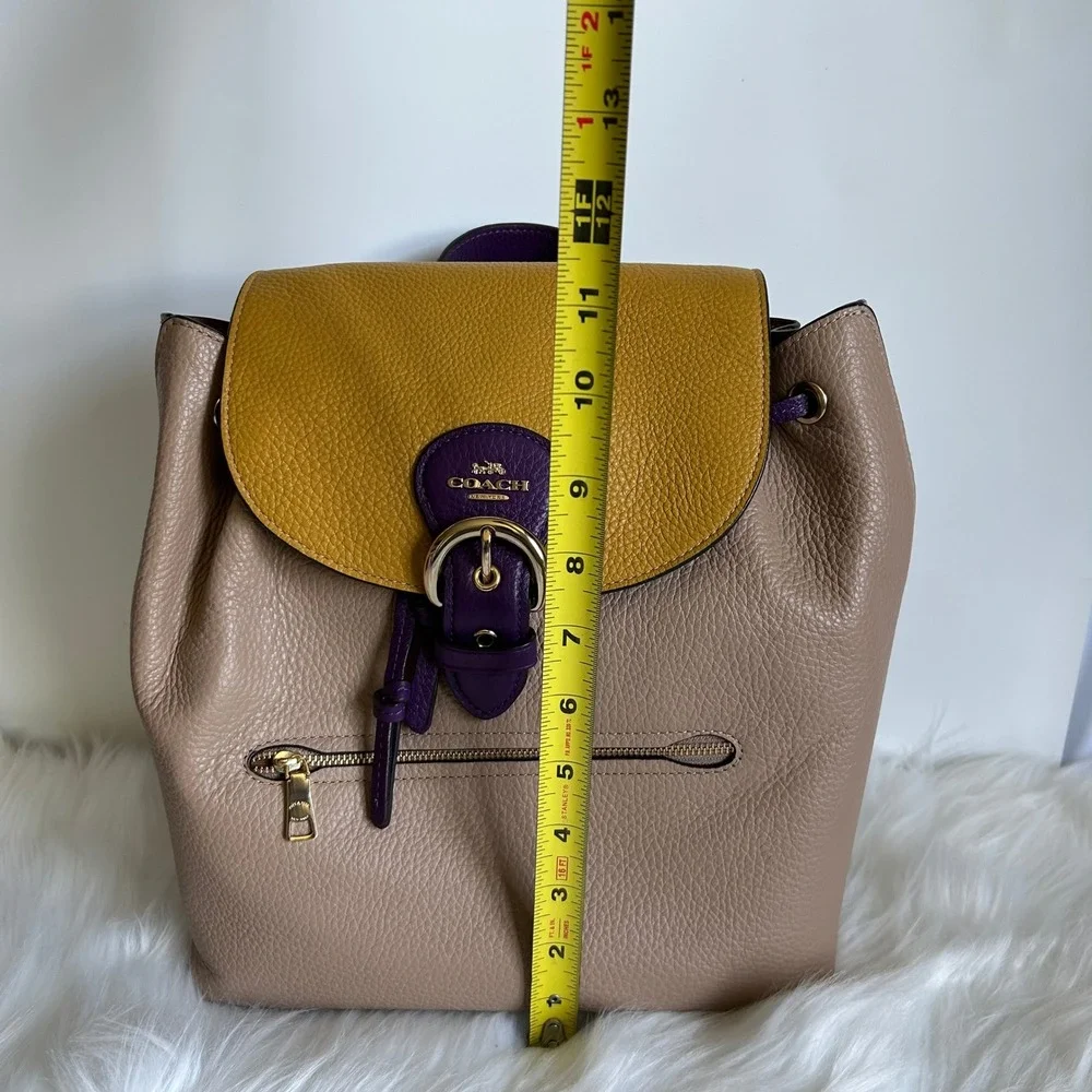 Coach Kleo Taupe Multi Colorblock Pebbled Leather‎ Backpack NEW